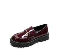 DREAM PAIRS Mocasines gruesos de plataforma para mujer, Borgoña, 39.5 EU