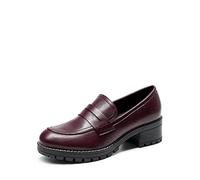 DREAM PAIRS Mocasines Mujer Tacon de Plataforma Zapatos Tacon Bajo Comodos Elegantes y para Trabajo,Size 40.5,Borgoña-PU,SDLS2319W