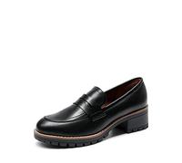 DREAM PAIRS Mocasines Mujer Tacon de Plataforma Zapatos Tacon Bajo Comodos Elegantes y para Trabajo,Size 38.5,Negro-PU,SDLS2319W