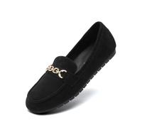 DREAM PAIRS Mocasines para Mujeres Cómodos y Ligeros para Uso Casual, Zapatos Planos de Trabajo para Caminar con Comodidad,Size 41,Ante Negro,DWUMSP2501