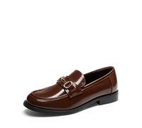 DREAM PAIRS Mocasines para Mujeres Mocasín Penny Cómodos Zapatos Elegantes Informales para Trabajo Oficina,Size 38.5,Brown-Patent,SDLS26005W
