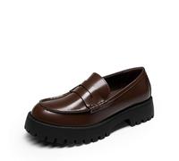 DREAM PAIRS Mocasines Plataforma Mujer,Size 40,Marrón