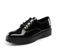 DREAM PAIRS Oxford Planos Cordones Mujer,Size 36,Negro/Pat