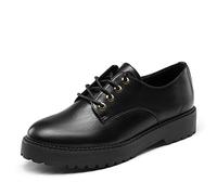DREAM PAIRS Oxford Planos Cordones Mujer,Size 39,Negro/PU