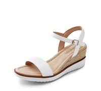 DREAM PAIRS Sandalia de Vestir Cómodo para Mujer con Tacón Cuña Zapatos de Tacón Clásicos de Punta Redonda con Hebillas y Tiras Verano Blanco SDPW2342W-E Talla 39 (EUR)