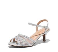 DREAM PAIRS Sandalia de Vestir Mujer con Alta Tacón Zapatos de Tacón Clásicos de Punta Redonda para Fiesta Boda Baile Plata NINA-166 Talla 41.5EU/10US
