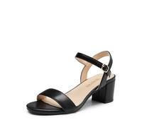 DREAM PAIRS Sandalia de Vestir para Mujer con Tacón Ancho Zapatos de Tacón Clásicos de Punta Redonda con Hebillas y Tiras Verano Elegantes,Size 38.5,Negro-Pu,SDHS2412W