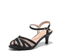 DREAM PAIRS Sandalia Vestir Tacón Alto,Size 38,Negro,NINA-166