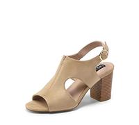 DREAM PAIRS Sandalias de Mujer con Tacones.,Size 37,Caqui,SDHS2351W-E