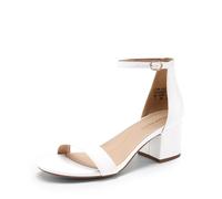 DREAM PAIRS Sandalias de tacón bajo para mujer, Blanco, 39 EU Ancho