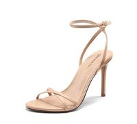 DREAM PAIRS Sandalias de tacón de aguja para mujer, con tiras y correa al tobillo, elegantes zapatos de tacón alto para bodas, fiestas, bailes de graduación y ocasiones especiales, Desnudo/, 39 EU
