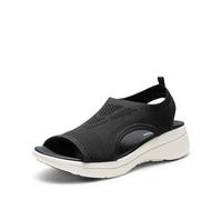 DREAM PAIRS Sandalias Deportivas Mujer de Punto Zapatos Planos Tranpirable con Suela Ligera EVA Tranpirables para Paseo Playa Viaje,Size 39,Blanco/Negro,DWUMST2508