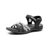 DREAM PAIRS Sandalias Deportivas Planas | Plantilla EVA soporte plantar, empeine piel sintética, forro malla, suela goma ranurada, tira autoadherente.