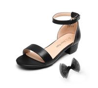 DREAM PAIRS Sandalias Moda Verano Niñas y Chicas de Mini Tacon de 3CM con Lazo,Size 30,Negro,SDSD2320K