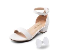DREAM PAIRS Sandalias Moda Verano Niñas y Chicas de Mini Tacon de 3CM con Lazo,Size 35,Blanco,SDSD2320K