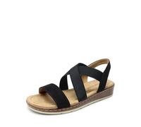 DREAM PAIRS Sandalias Mujer Comodas Zapatos de Tacón Cuña para Paseo Playa Viaje,Size 38,Ante Negro,DWUMFS2505