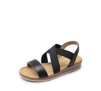 DREAM PAIRS Sandalias Mujer Comodas Zapatos de Tacón Cuña para Paseo Playa Viaje,Size 39,Negro-Pu,DWUMFS2505