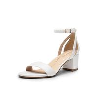 DREAM PAIRS Sandalias Tacon Ancho Bajo de 6cm con Plantilla Acolchada Comoda con Correa Tobillo Para Boda Party Fiesta,Size 39,Blanco,DWUMHS2535