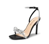 DREAM PAIRS Tacones Novia Lazo | Lazo strass brillante, correas cristal, plantilla látex 4mm, tacón aguja 10cm, suela TPR.