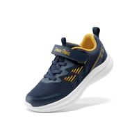 DREAM PAIRS Tenis deportivos para niños y niñas, para correr, gimnasio, transpirables, ligeros para niños pequeños y grandes, Azul oscuro/Amarillo, 6 Big Kid