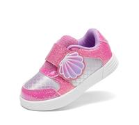 DREAM PAIRS Tenis para niñas Brillantes con Cierre Adhesivo Ligeros y cómodos Calzado Infantil, Morado/Rosa Fuerte, 20.0 cm