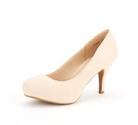 Dream Pairs Tiffany Zapatos de Tacón Vestir Pump para Mujer Desnudo Nubuck 38 EU/7 US