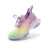 DREAM PAIRS Zapatillas Deportivas Sin Cordones para Niños Zapatillas Running para Correr Ligeros con Suela Antideslizantes,Size 36,Arcoíris/Púrpura,SDFS2303K
