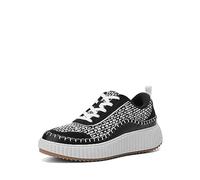 DREAM PAIRS Zapatillas Planos Mujer Casuales con Suela de Plataforma Zapatillass Cordones Deportivas Mujer Zapatillas de Moda SDFN2379W,Size 40,Blanco/Negro,SDFN2379W