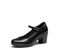 DREAM PAIRS Zapatos de Tacón Alto Clásicos Mujer Zapatillas con Tacón Ancho Zapatos de Salón PU Negro SDPU2231W-E Talla 36 (EUR)