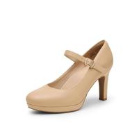 DREAM PAIRS Zapatos de Tacón Alto Clásicos Mujer Zapatillas con Tacón Zapatos de Salón PU con Plantilla Comodas,Size 41,Desnudo,SDPU2425W