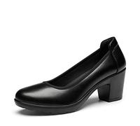 DREAM PAIRS Zapatos de Tacón Alto Cómodos Clásicos Mujer Zapatillas con Tacón Ancho Zapatos de Salón PU Trabajo Balila,Size 40W,Negro,DWUWPU2502