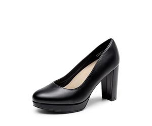 DREAM PAIRS Zapatos de tacón Alto de Plataforma para Mujer, Punta Redonda Cerrada, cómodos Trabajo,Size 41,Negro-PU,DWUMPU2505