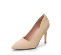 DREAM PAIRS Zapatos de tacón Alto de Punta Cerrada para Mujer, Ideales para Bodas y Ocasiones Especiales,Size 38.5,Desnudo/Nubuck