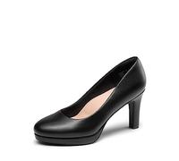 DREAM PAIRS Zapatos de Tacón Alto Vestir de Salón Cómodos para Mujer Clásicos para con Plataformas de 1cm para Trabajo Fiesta,Size 38.5,Negro-PU,SDPU2365W