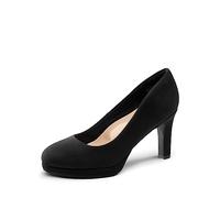 DREAM PAIRS Zapatos de Tacón Alto Vestir de Salón Cómodos para Mujer Clásicos para con Plataformas de 1cm para Trabajo Fiesta,Size 37,Negro-Nubuck,SDPU2365W