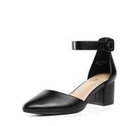 DREAM PAIRS Zapatos de Tacón Ancho Cómodos Clásicos de Punta Afilada Zapatos de Salón con Tira de Tobillo Moda,Size 41,Negro/PU,ANNEE