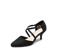 DREAM PAIRS Zapatos de Tacón Baja Clásicos de Punta Afilada Zapatos de Salón con Cordones Cruzada Elegantes Comodos,Size 40,Negro,SDPU2437W-E