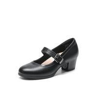DREAM PAIRS Zapatos de Tacón Bajo Clásicos Mujer Mary Jane Zapatos de Salón de Tacón Ancho con Plantilla Acolchada,Size 37,Negro,DWUMPU2538