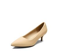 DREAM PAIRS Zapatos de Tacón Bajo Clásicos Mujer Zapatillas con Tacón Fina Zapatos de Salón PU con Plantilla Acholchada,Size 40,Desnudo/Nubuck,Moda
