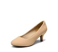 DREAM PAIRS Zapatos de Tacón Bajo Clásicos Mujer Zapatillas con Tacón Fina Zapatos de Salón PU,Size 40.5,Desnudo/Nubuck,LUVLY