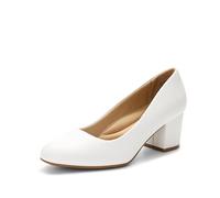 DREAM PAIRS Zapatos de Tacón Bajo para Mujer con Tacón Cuadrado Cómodo y Punta Redonda,Size 43,Blanco-PU,SDPU2462W