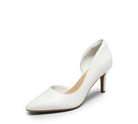 DREAM PAIRS Zapatos de Tacón Fina Clásicos Mujer de Zapatos de Salón PU con Adorno de Flores para Boda Fiesta,Size 37,Blanco-PU,SDPU2416W