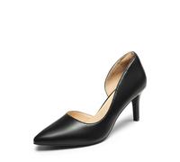 DREAM PAIRS Zapatos de Tacón Fina Clásicos Mujer de Zapatos de Salón PU con Adorno de Flores para Boda Fiesta,Size 40,Negro-PU,SDPU2416W