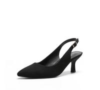 DREAM PAIRS Zapatos de Tacón Gato Clásicos Mujer de Zapatos de Salón PU Slingback con Plantilla Comoda para Boda Fiesta,Size 36.5,Negro-Ante-1,SDPU2444W