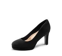DREAM PAIRS Zapatos de Tacón Vestir de Salón Cómodos para Mujer Tacones Altos Clásicos para con Plataformas para Negocios Trabajo Fiesta Negro-Nobuck SDPU2365W-E Talla 38 (EUR)
