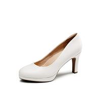 DREAM PAIRS Zapatos de Tacón Vestir de Salón Cómodos para Mujer Tacones Altos Clásicos para con Plataformas para Negocios Trabajo Fiesta Blanco-PU SDPU2365W-E Talla 40 (EUR)
