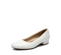 DREAM PAIRS Zapatos de vestir gruesos de tacón bajo y punta cerrada para mujer, cómodos, informales, para el trabajo, Blanco-poliuretano, 37 EU