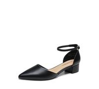 DREAM PAIRS Zapatos de Vestir para Mujer Tacones Bajos Bombas Punta Cerrada Comodidad Casual D'Orsay Planos con Correa al Tobillo,Size 39,Negro-PU,DWUMPU2569