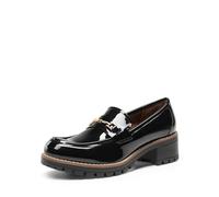 DREAM PAIRS Zapatos Mujer Mocasines con Tacon Ancho Clasico Loafers con Plataforma,Size 38.5,Pat Negro,SDLS2410W