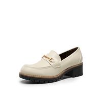 DREAM PAIRS Zapatos Mujer Mocasines con Tacon Ancho Clasico Loafers con Plataforma,Size 39,Beige-PU,SDLS2410W